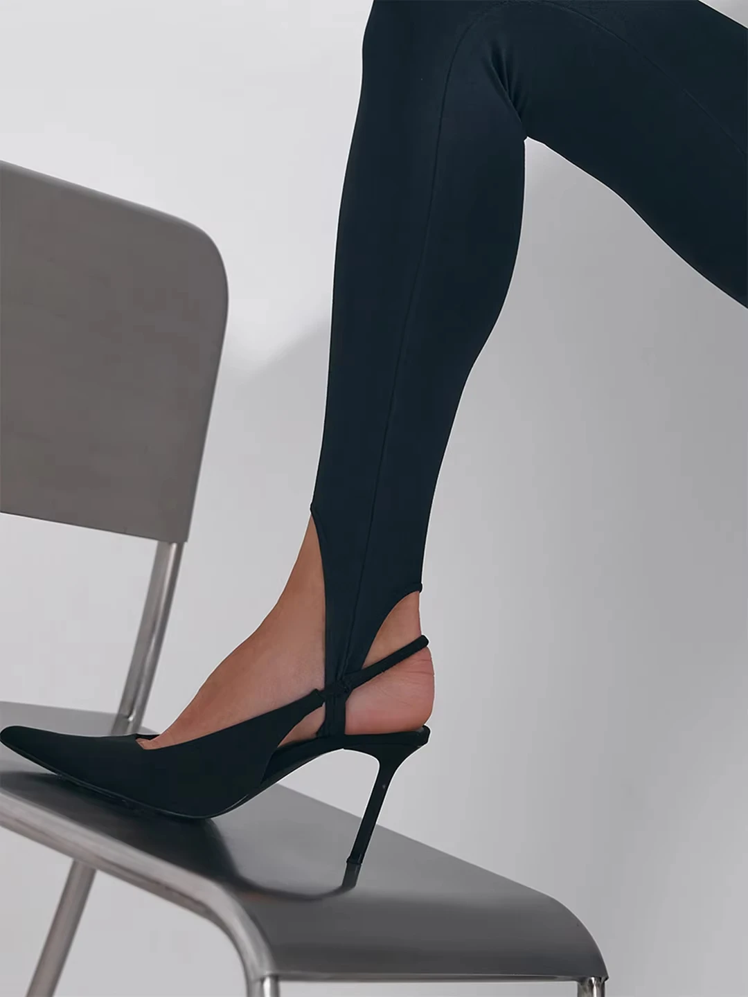 Seamless Black Leggings with Straps Yoga Summer Slightly Fashion Sexy High Waist Slim Tights Hip Lift