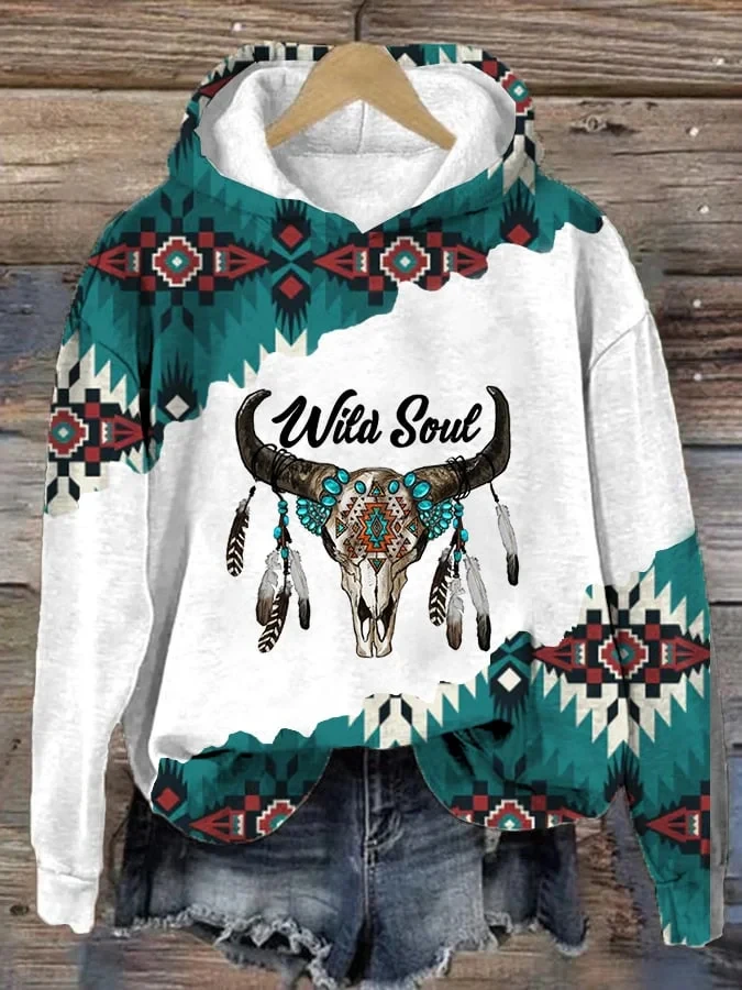 

Women's Retro Ethnic Horse Print Horse Lovers 3D Printed Hoodie Loose Casual Sweater Long Sleeve Spring and Autumn Plush Top
