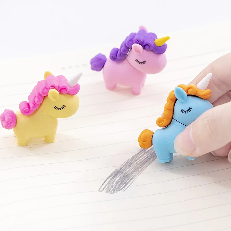1Pc Cute Kawaii Unicorn Eraser Children Erasers for Kids Gift Novelty Creative Pencil Rubber Student School Office Supplies
