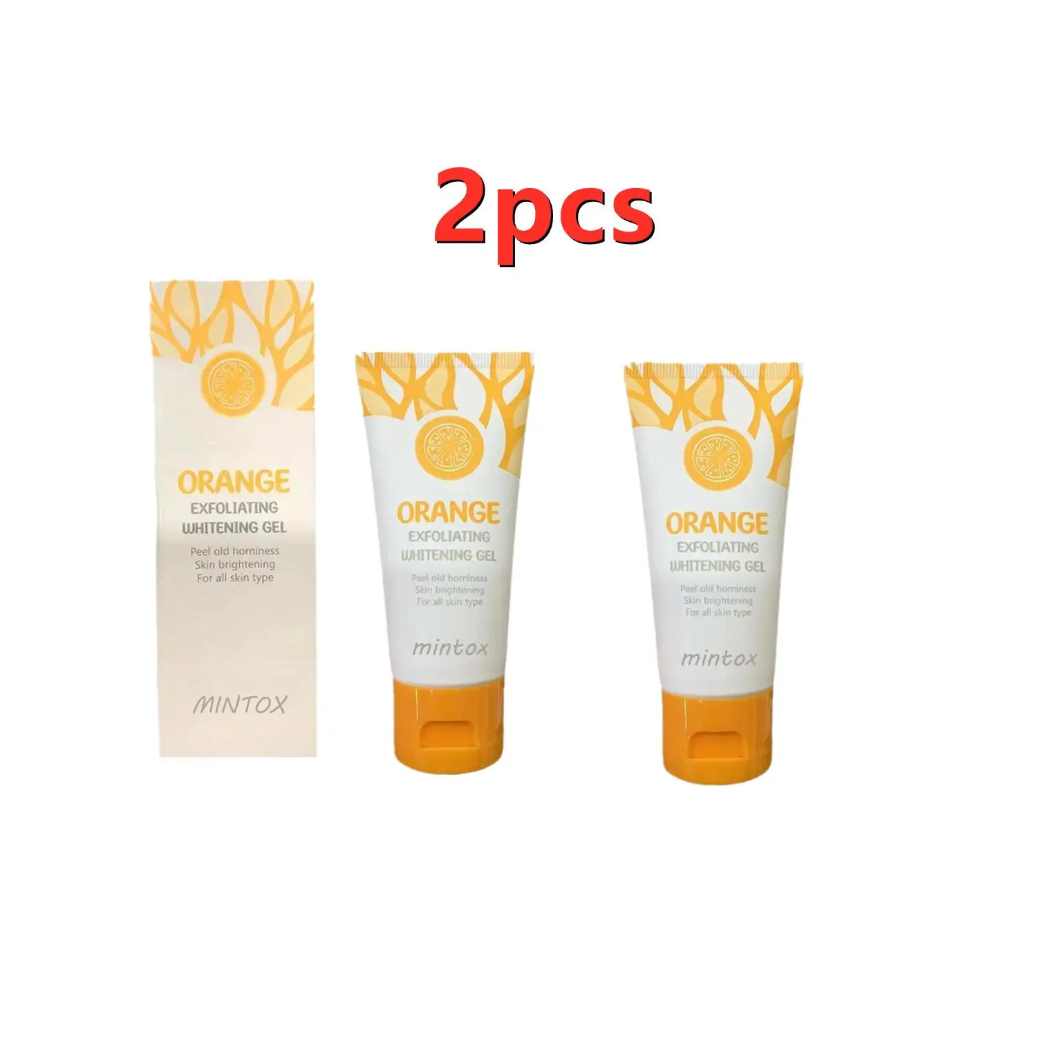 цена 2PCS Body Scrub Facial Cream Orange Exfoliating Gel Peeling Gel Moisturizing Whitening Cleaner Acne Blackhead Cream 50g