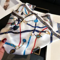 Luxury Chain Print Small Square Scarf Simulated Silk Thin Neck Scarf Fashion Sunscreen Headscarf For Women 70x70cm - Image 6