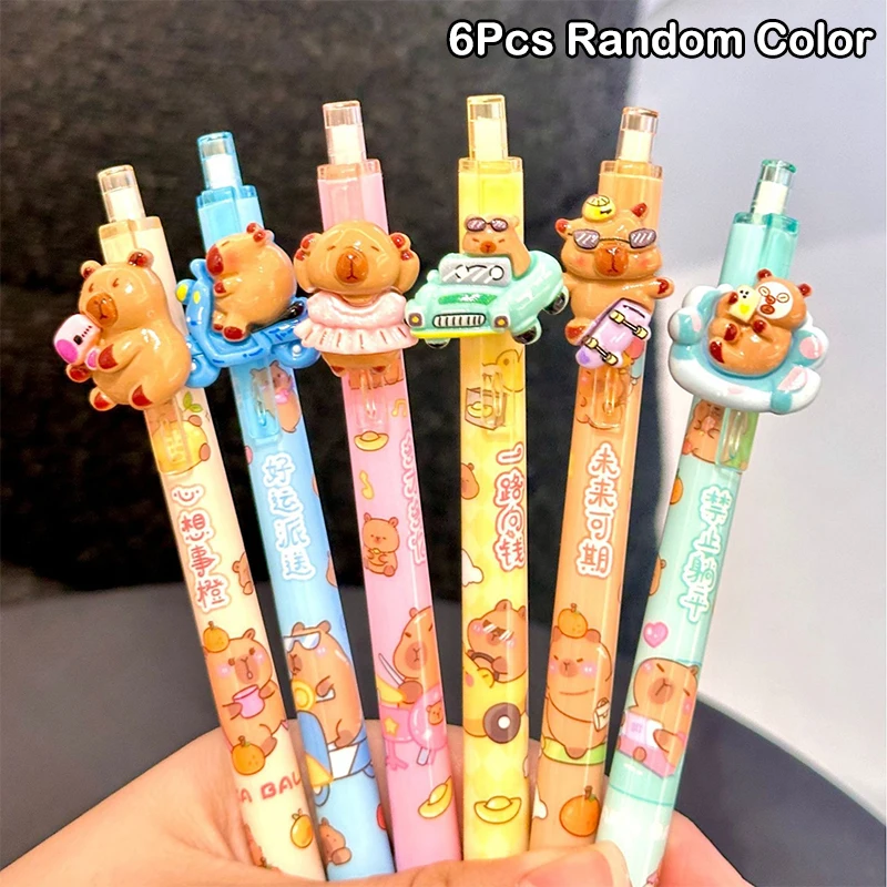 12 Pcs Stylo à Bille Effaçable Capybara (0.5mm Bleu), Stylos