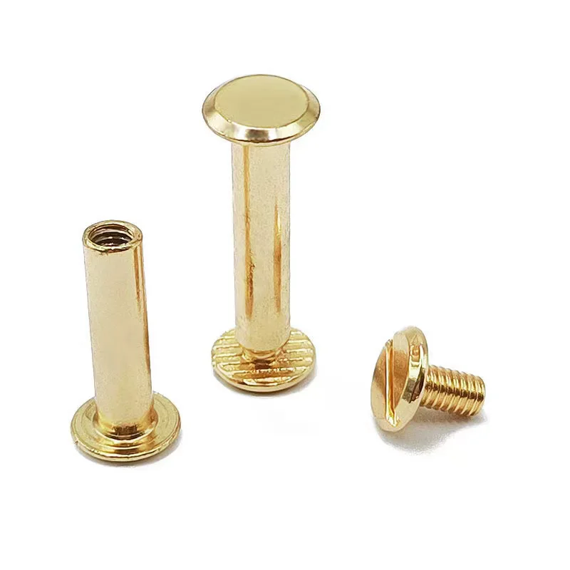 5/6/8/10mm Metal Leather Craft Solid Nail Bolt Bookkeeping Round Head Screws Strap Rivets Screw for Luggage Craft Clothes 10Sets metal rivets belt strap rivets leather rivets