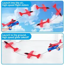  Airplane Toy, One-Click Ejection Model Foam Airplane with 1 Pack Large Throwing Foam Plane, Flying Toy for Kids Boys Gift 