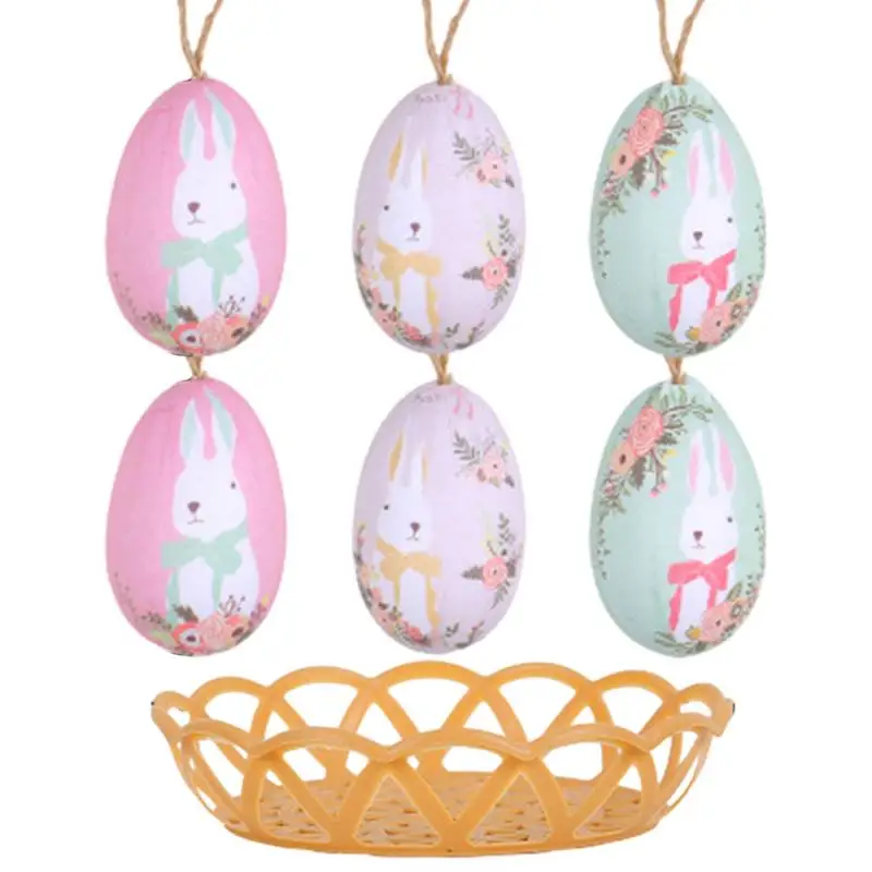 

Easter Egg Ornaments Durable Easter egg hangings Accessories creative woven baskets Easter eggs Easter decorations scene layout