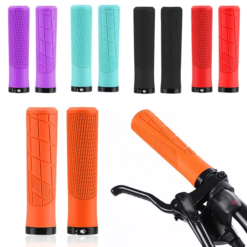 1Pair Non-slip Mountain Bike Handlebar Grip Soft Rubber MTB Grips Anti-skid Comfortable Lockable Bicycle Grips Bike Parts bicycle handlebar grips bicycle accessories bike handlebar grips bike handle grips