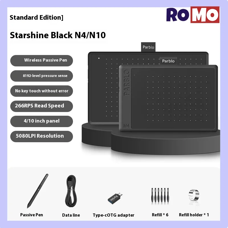 Parblo Ninos N4/n10 Digital Tablet 4/10 Inch 8192 Pressure Sensation 5080lpi Ultrathin Pc Accessories Graphics Tablet For Win