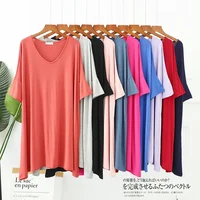 Summer ladies modal night skirt women cotton short-sleeved multi-color plus size loose mid-skirt home skirt sleep wear nightgown