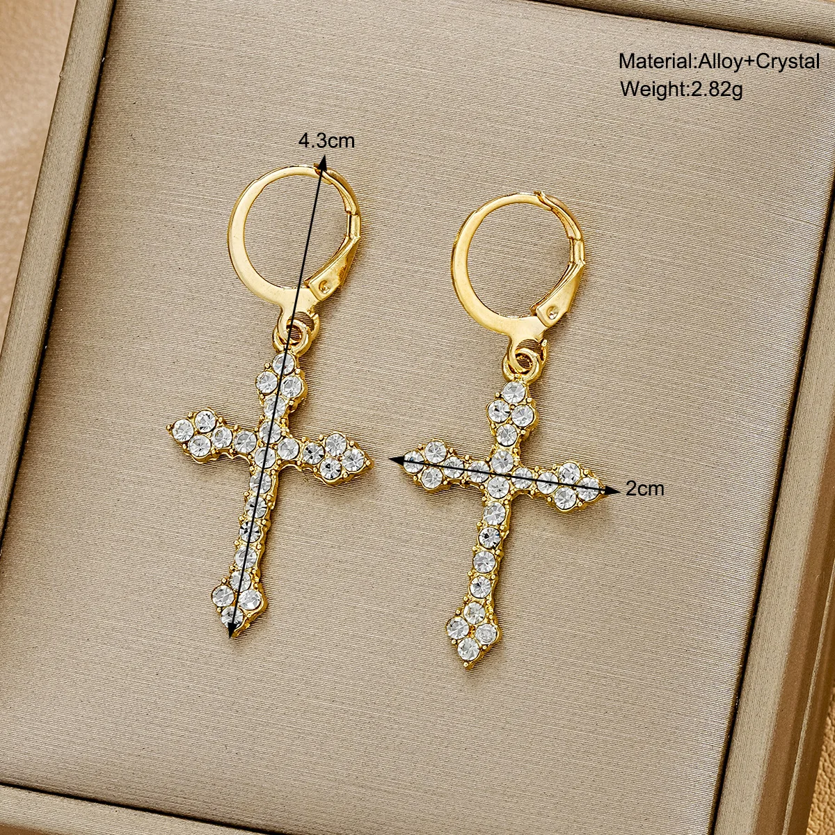 Cross Earrings Y2K Gothic Rhinestone Kpop Crystal Zircon Drop For Women Grunge Egirl Jewelry Accessories