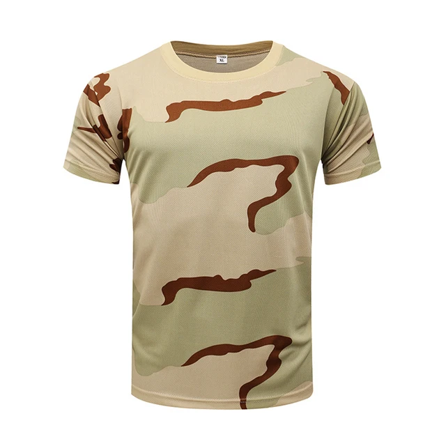 Outdoor Sports Men T-Shirts Camouflage Quick Dry O Neck Short Sleeve Tops Shirt Military Army Camo Hiking Hunting T Shirt SM