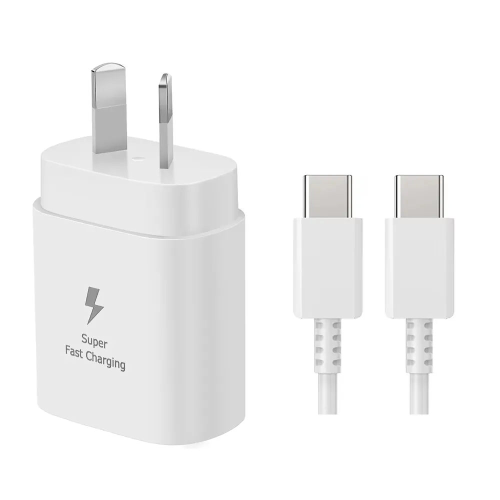 Samsung 25W PD Super Fast Charger AU Plug Usb Type C Cargador Adapter For Galaxy S24 S23 S20 S21 S22 Plus A35 Z Flip Fold 7 6 5