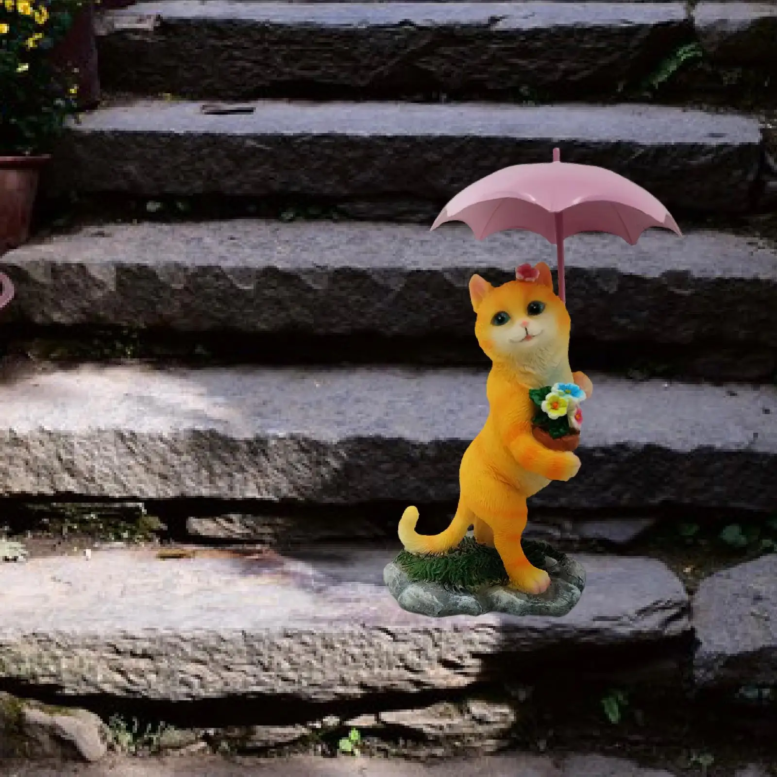 

Cat Umbrella Statue Garden Sculpture for Decoration Decorative Weatherproof