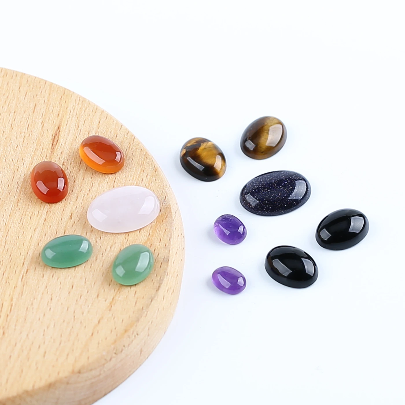 5 Stück Naturstein oval Cabochon viel, Edelstein Flack back Cabochon, loser Edelstein für die Schmuck herstellung, kunden spezifische Größe – Detail 3
