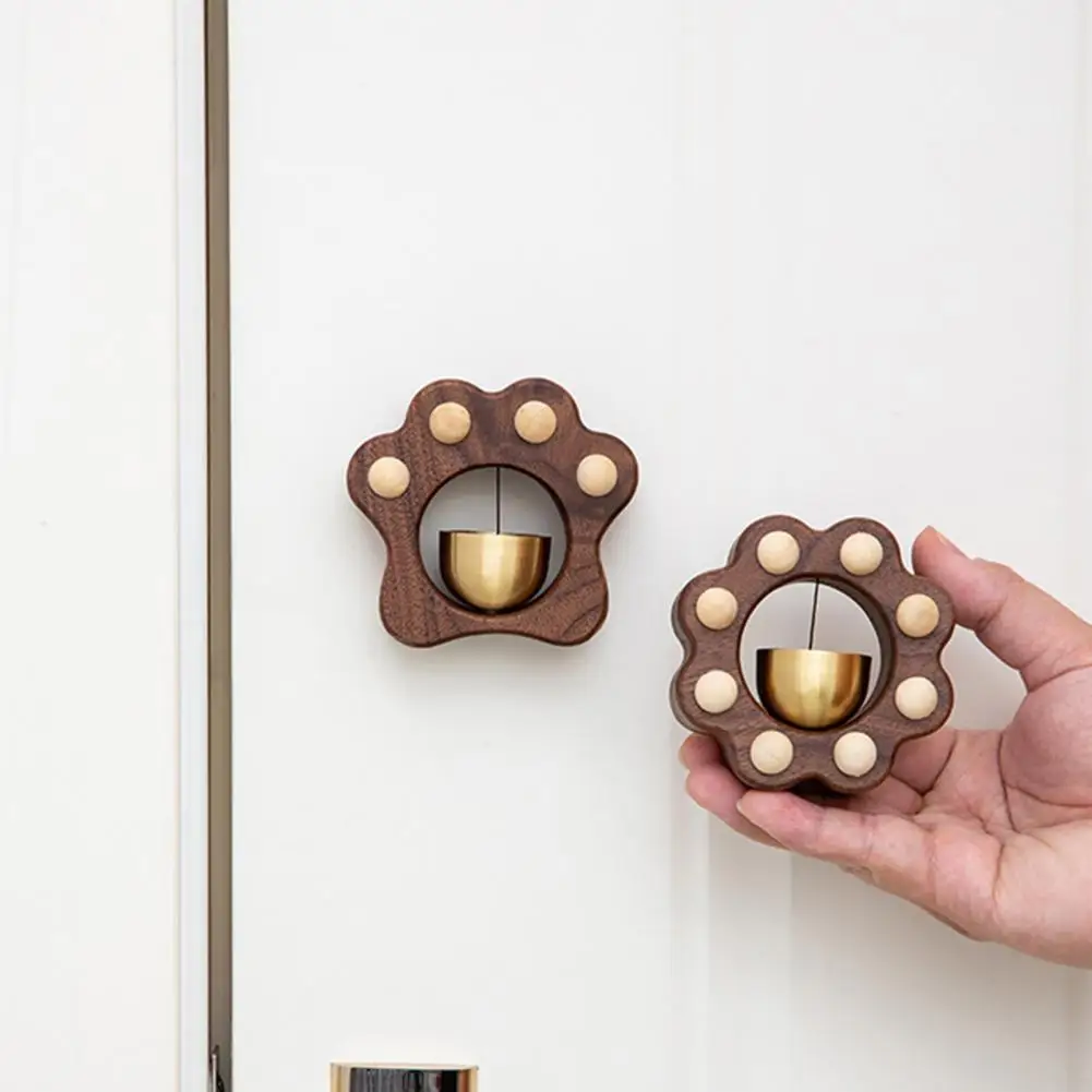 Retro Style Magnetic Suction Punch Free Alert Doorbell Cat Paw Shape Shopkeepers Bell Easy Installation Home Supplies