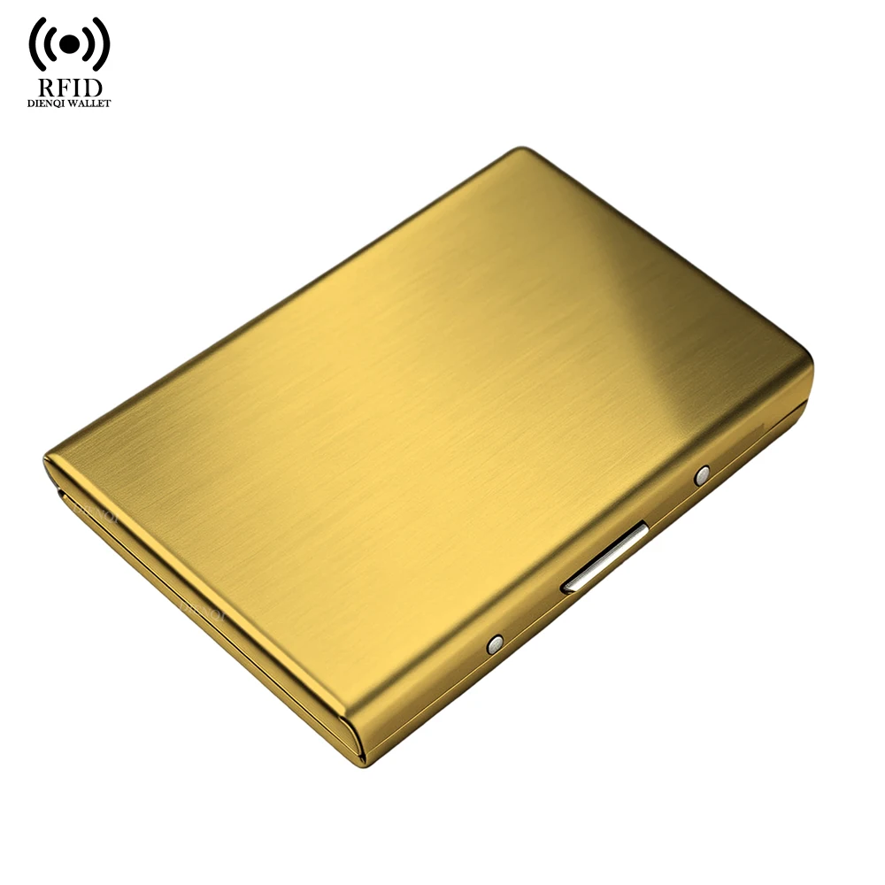 RFID Protected Metal Slim Wallet - Compact Bifold Credit Card Holder
