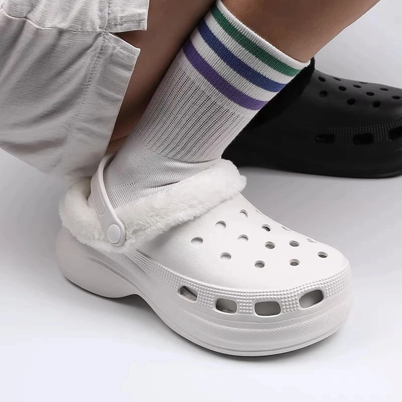 Crocs Mujer Aconhop Zuecos De Invierno Con Forro Polar Mullido