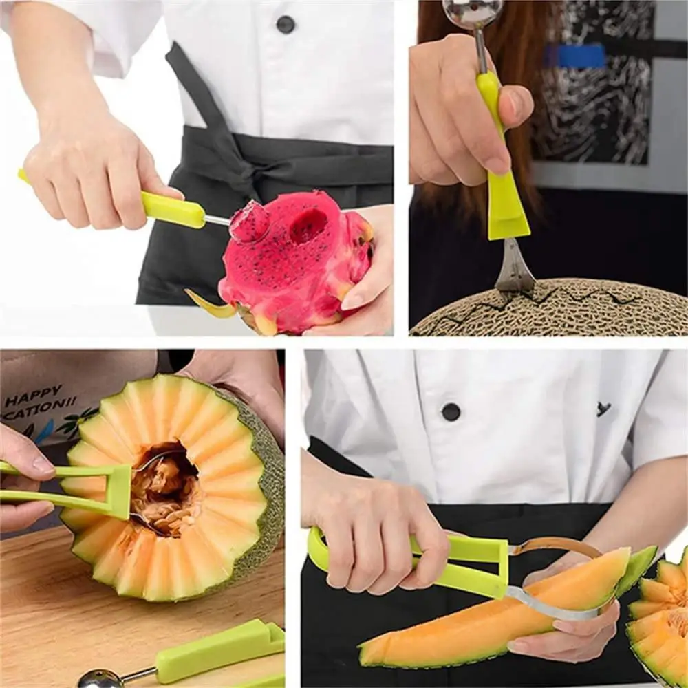 Fruit Ball Carving Knife Sharp Smooth Pulp Scoop Multifunction Stainless Steel + Food Grade Plastic Fruit Remover Kitchen Tools