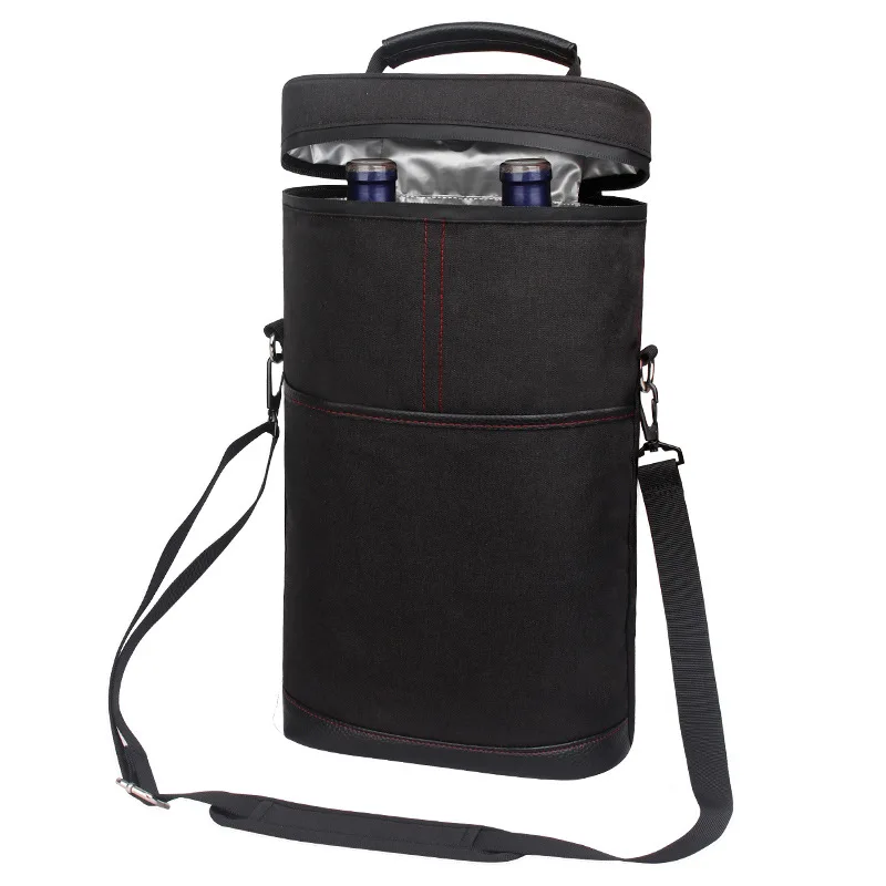 Cooler Bag for 2 Bottles Wine Bag Portable Bucket Carrier with Ice Champagne Picnic Pack Soft Cooler Bottle Opener