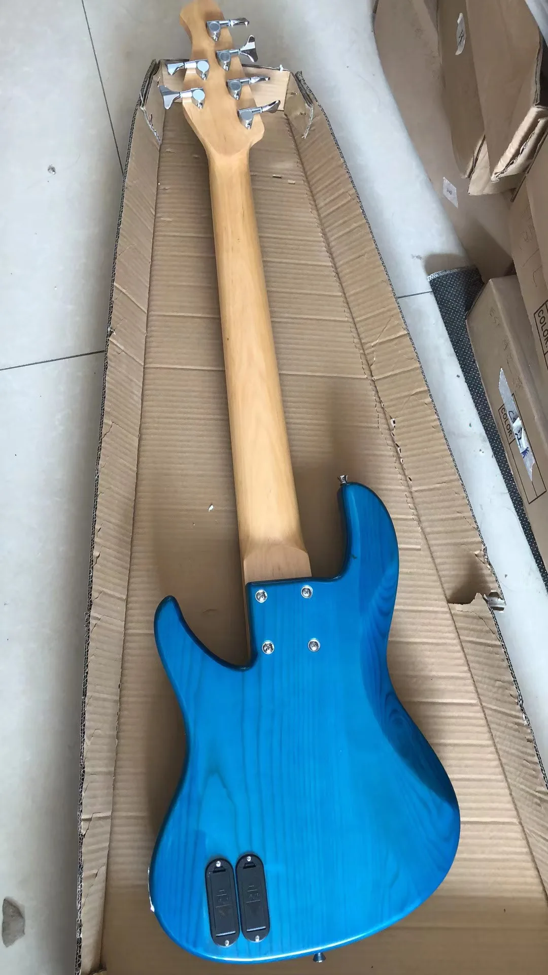 6 String Bass Finish Blue Maple Neck