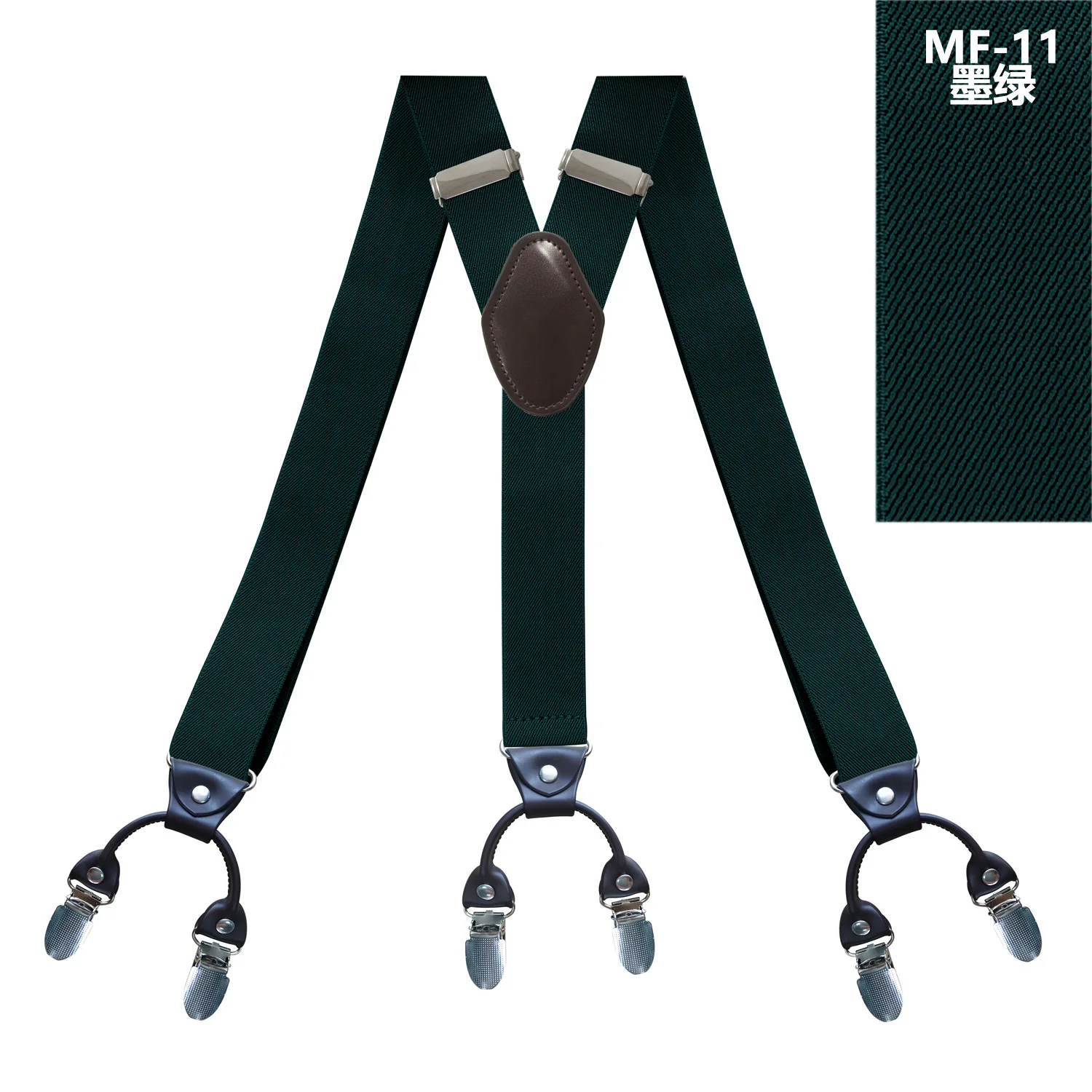 Modische Hosenträger aus Leder mit 6 Clips, Vintage Casual Suspensorio Tirante, Hosenriemen, Geschenk für Vater/Ehemann, 3,5*120cm – Detail 12
