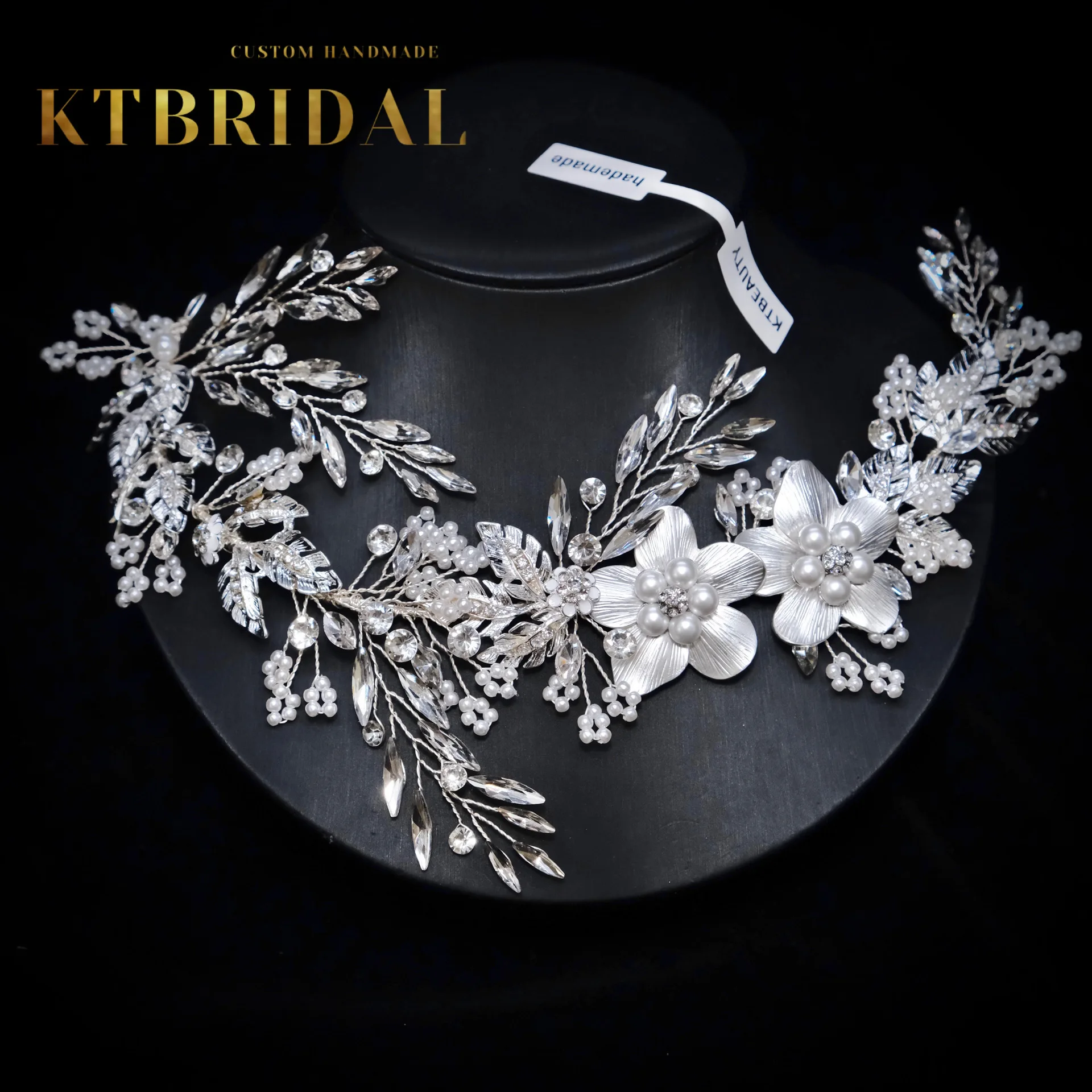 

New KTBRIDAL Tiara Handmade Bridal Headpieces Crystal Leavesl Fashion Jewelry Women Gift Wedding Accessiories