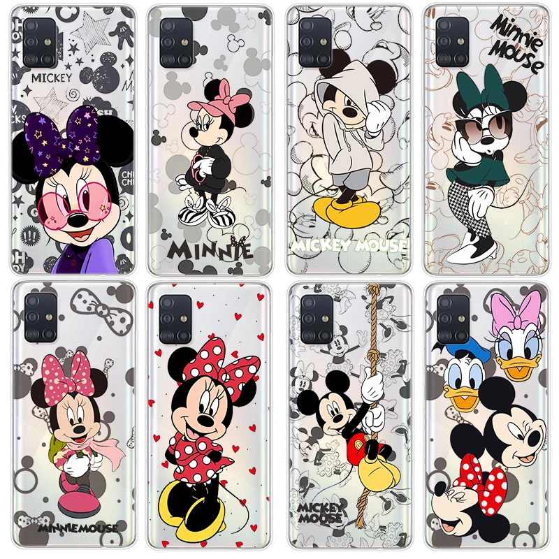 Fashion Disney Mickey Minnie Phone Case For Samsung Galaxy A73 A53 A33 A72 A52 A12 A71 A51 A21S 4G 5G Transparent Silicone Shell