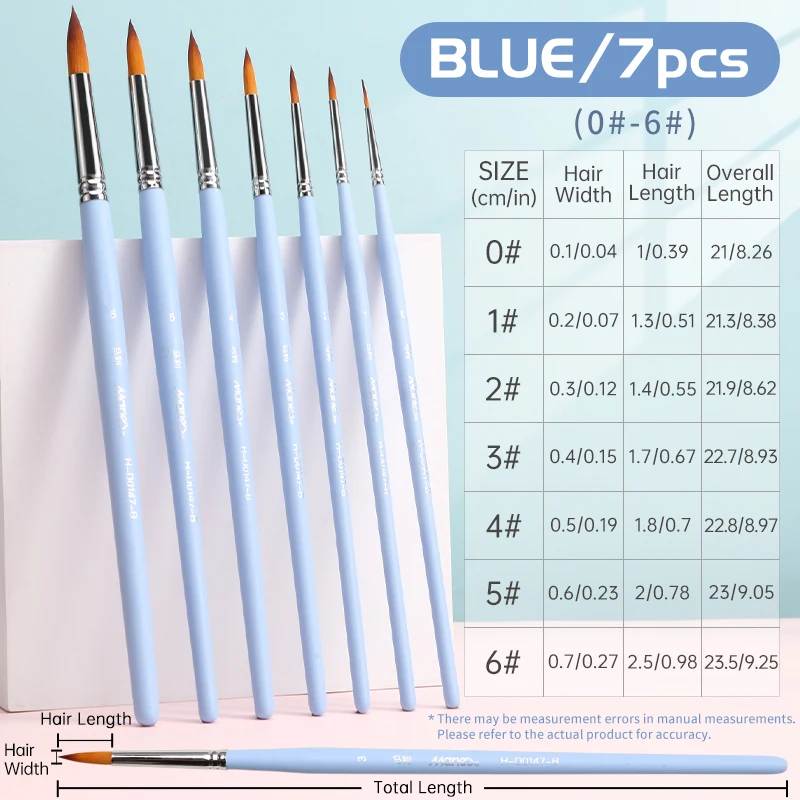 Marie's Watercolor Paint Brush Set with Round Pointed Tip,Paintbrush with Nylon Hair,for Acrylics,Gouache,for Adult,Students 5
