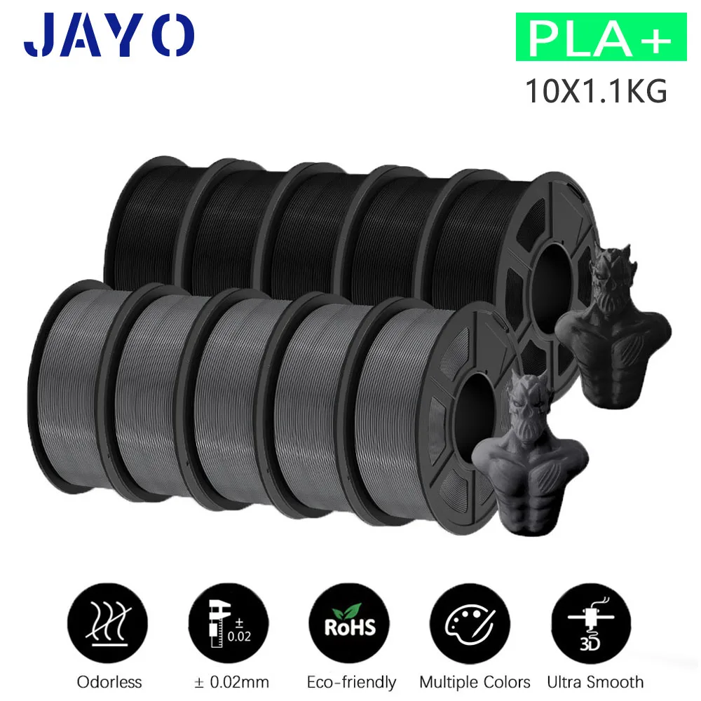 thumbnail image 1 of Filamento PLA/PLA Meta/PETG/PLA PLUS/PLA mate para impresora 3D JAYO de 1,75 mm, 10 rollos, materiales de impresión 3D para impresora 3D y bolígrafo 3D, 1 of 5