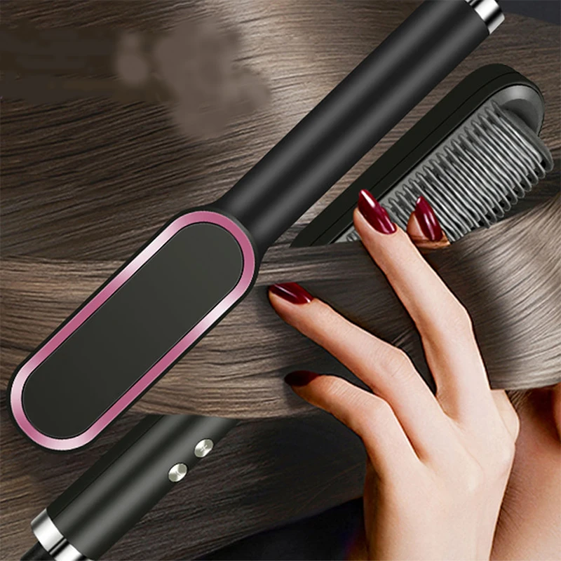 Hair Straightener Ceramic Hot Comb 2 in 1 Electric Straighten Hair Brush Negative Ion Fast Heating Styling Tool ﻿ 2