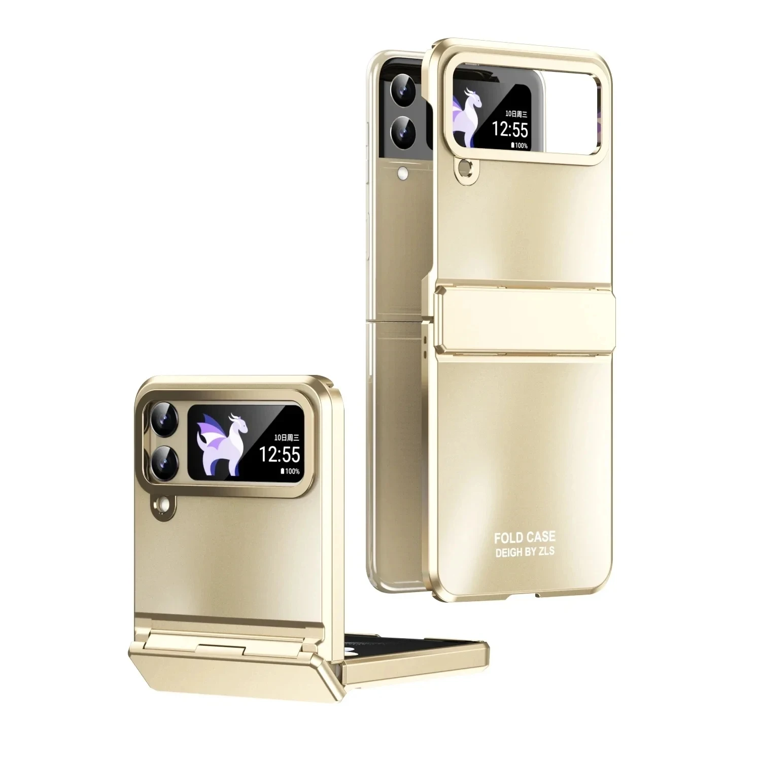 

For Samsung Z Flip4/5 mobile phone case folding screen Flip3 electroplated integrated hinge new anti-fall protective case