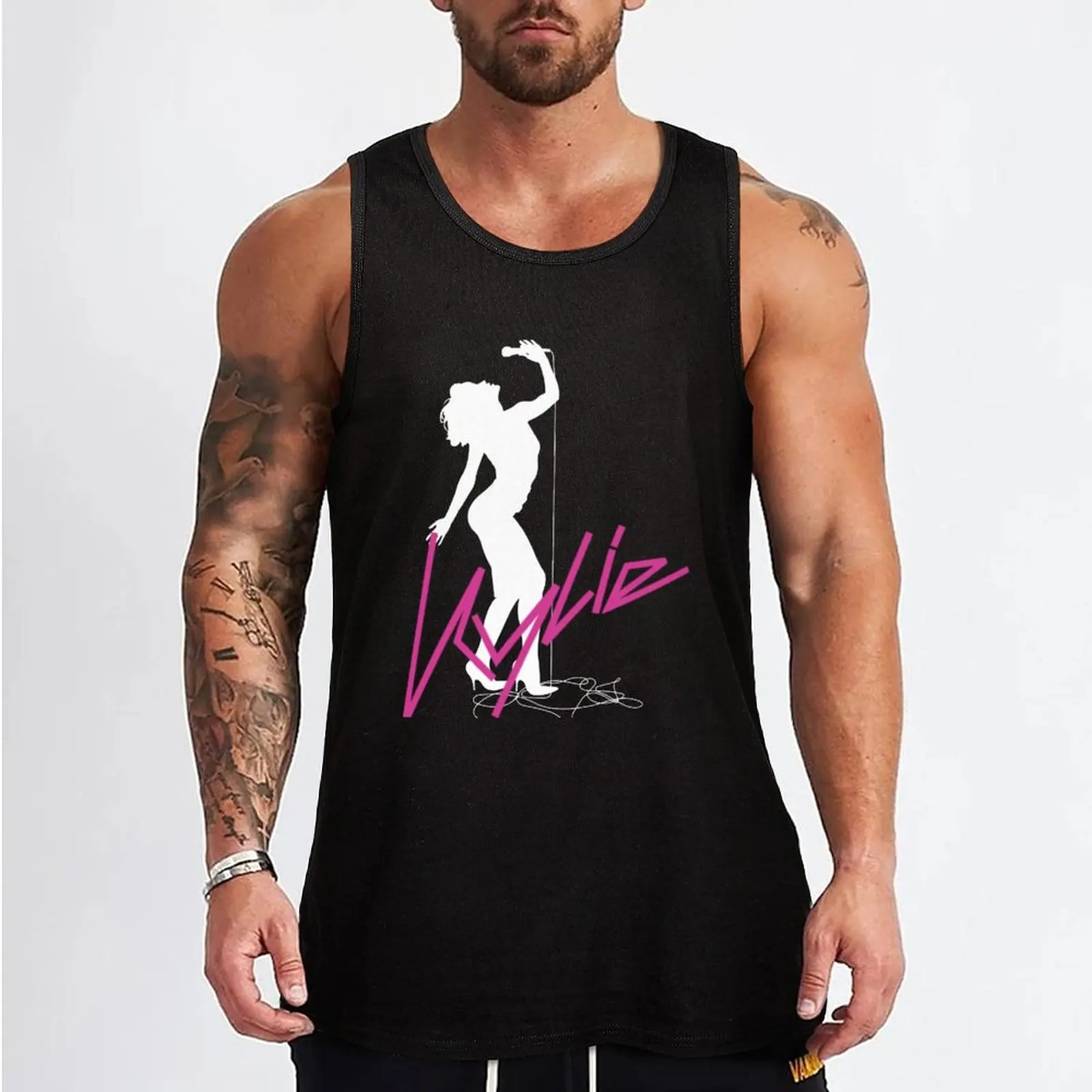 New Kylie Minogue Fever 20th Anniversary White Silhouette with Logo Tank Top Clothing Men's gym articles
