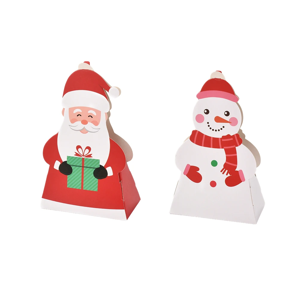 50 Sets Christmas Theme Folding Gift Box Santa Claus Snowman Shape for Xmas Candy Cookie Party Supplies DIY Jewelry Packing Box 50pcs 4 7x3 8cm white brown hanging display cards for earrings sets jewelry cardboard small business packaging supplies
