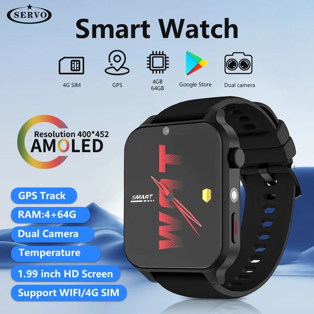 Reloj inteligente 4G Android para hombre, con tarjeta SIM, Wifi