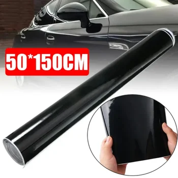 Pellicola per carrozzeria auto nera lucida Decalcomanie per involucro in vinile Adesivo autoadesivo Moto Bici Pellicole che cambiano colore della pelle automatica 150 * 50 cm