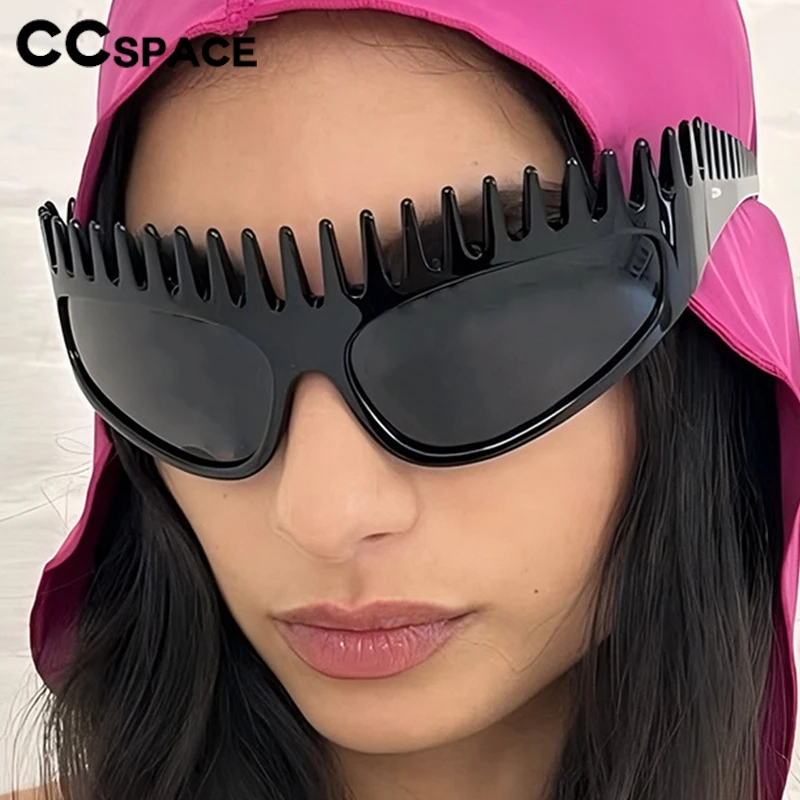 Persönlichkeits-Stirnband Schicke Y2K Sonnenbrillen für Frauen Neue Mode Kammförmige Katzenaugen-Sonnenbrillen Damen Hip-Hop-Brillen UV400-Schutz zum Autofahren