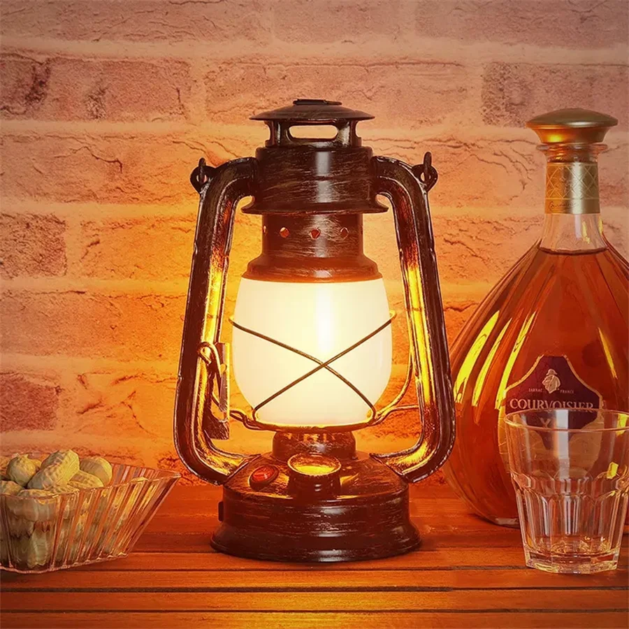 

Vintage Flame Bar Table Lamp With Dancing Flame Rechargeable Bedroom Desk Table Light Camping Luces Restaurant Hotel Bar Decor