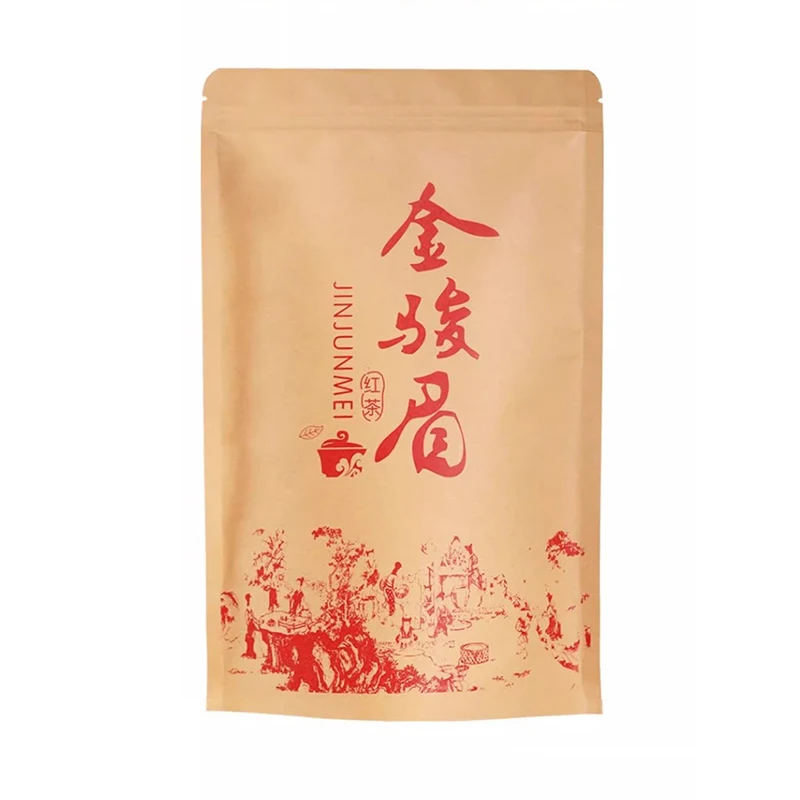 Clássico famoso saco de chá dourado junmei sacos de chá com zíper da pendurar pao blacktea saco lapsang souchong papel kraft saco de embalagem de vedação
