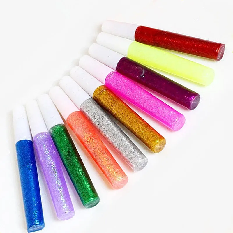 10 Colors Set Drawing Gold Glitter Powder Adhesive Children DIY Paper Flower Crafts Art Painting Liquid Pigment Glue Party Gift