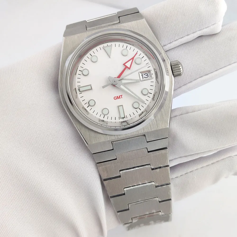 NH34 watch 40mm GMT watch Custom logo  NH34 automatic movement GMT function stainless steel sapphire glass waterproof watch 4