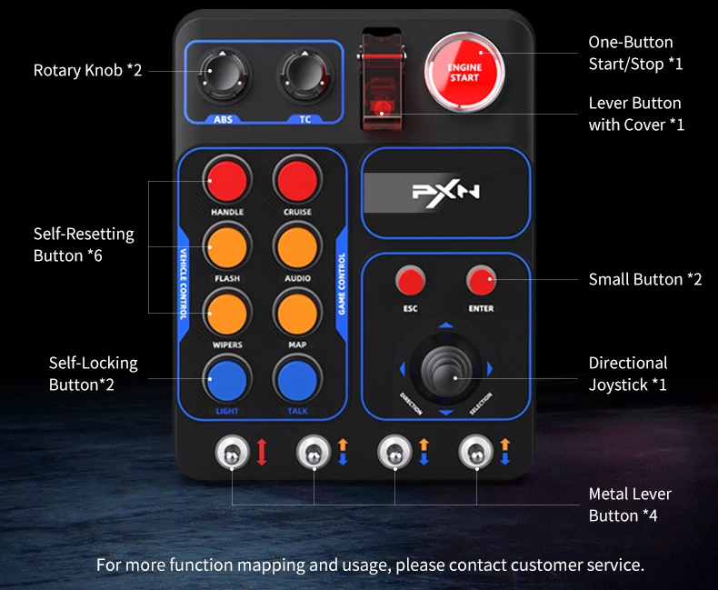 PXN CB1 Simulator Race Central Control Box Multifunctional Keys Control Box RGB