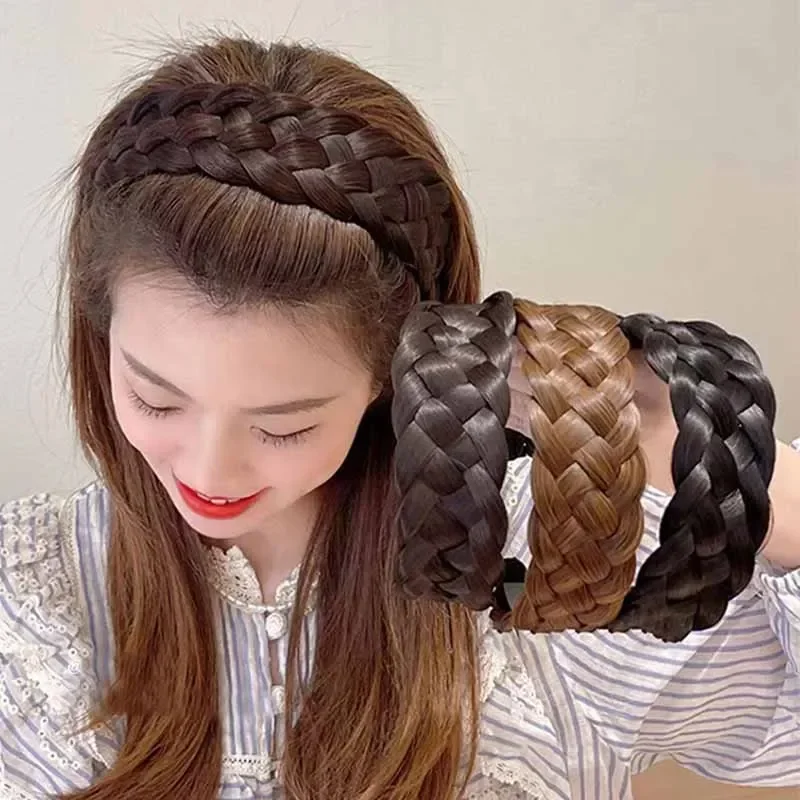 Fascia Per Capelli Intrecciata GWAWG - Elastica E Regolabile, Accessorio Alla Moda In Marrone Scuro