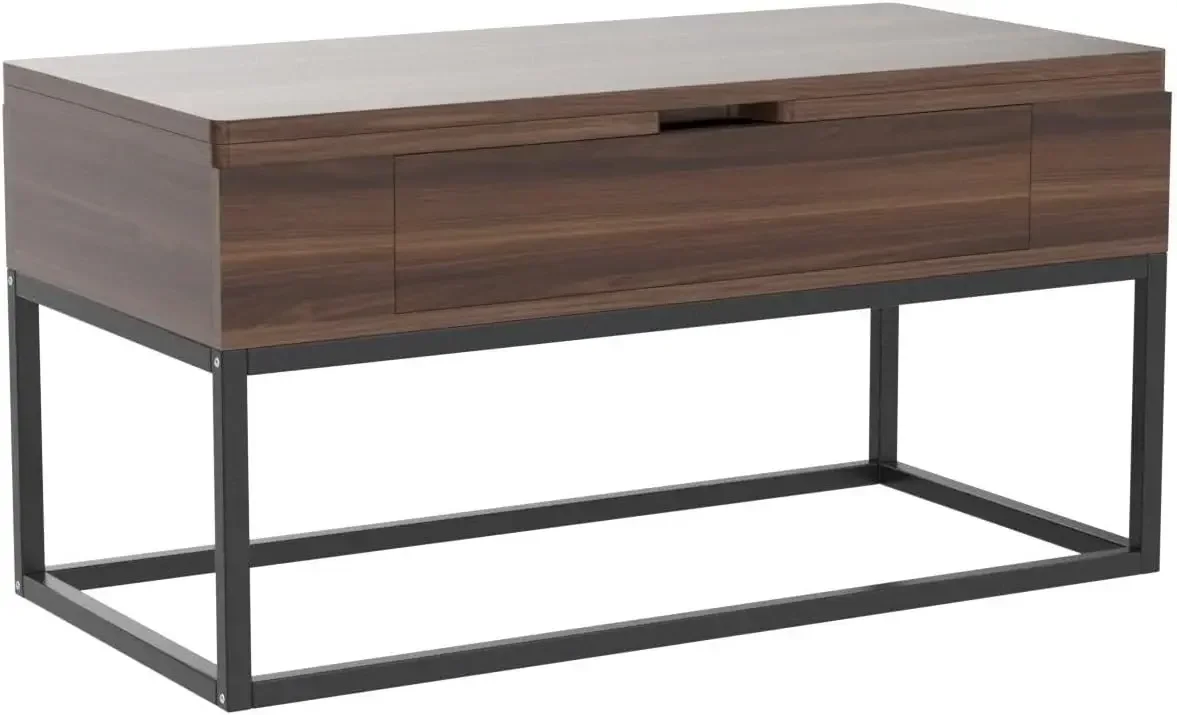Lift Top Coffee Table, 3in1 Folding Rolling Coffee Table with Storage Drawer Push Opening, Metal Frame Wood Coffee Table 5