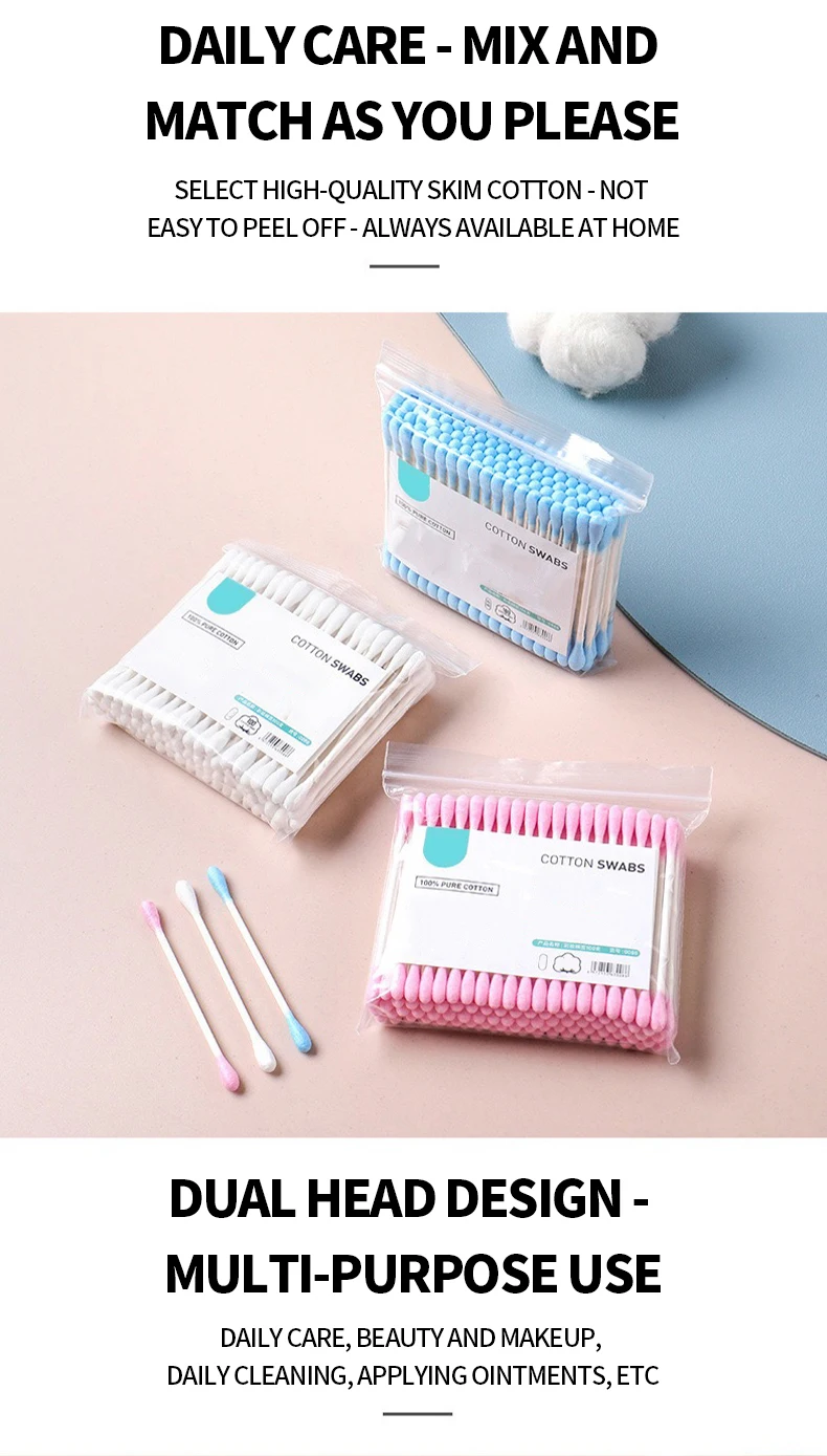 Description Picture 4 of item100PCS/bag double ended cotton swab - suitable for beauty, makeup, makeup removal, and daily cleaning use