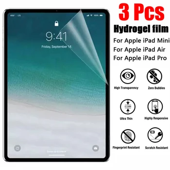 3 pezzi protezione schermo per iPad 10th 10.9 Pro 11 12.9 Air 5 4 3 Mini 6 pellicola morbida idrogel per iPad 10.2 7 8th 9th pellicola protettiva