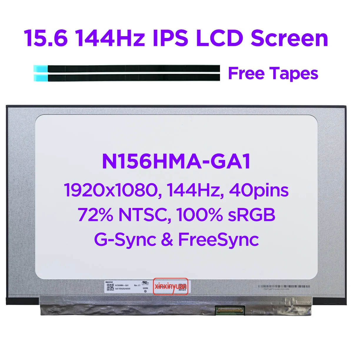 

15.6" IPS 144Hz Laptop LCD Screen N156HMA-GA1 N156HMA-EA1 N156HME-GAK N156HRA-EA1 Display Panel 72% NTSC FHD1920x1080 40pins eDP