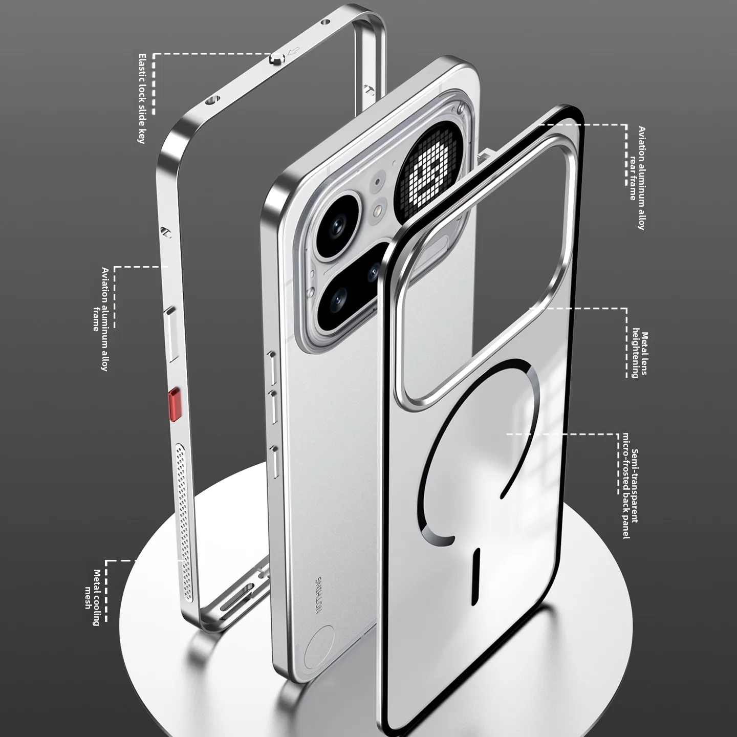 Sleek Magnetic Protective Case with Metal Back Plate and Acrylic Cover