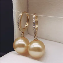  New simple high-end micro-encrusted zircon pearl earrings fashion jewelry French versatile personality T stage catwalk earrings 