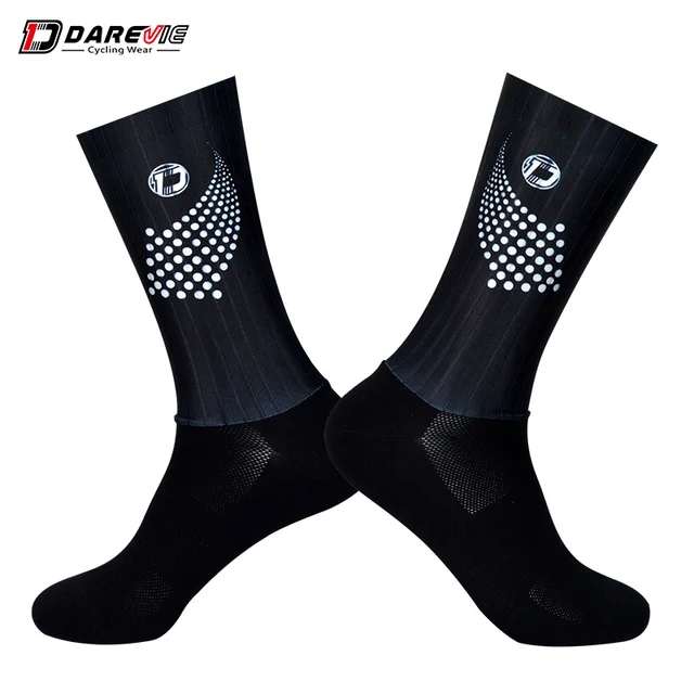 DAREVIE Men Cycling Socks Anti-Slip Bike Sock Professional High Speed Aero Breathable Racing MTB Road Women Cycling Sockings Black