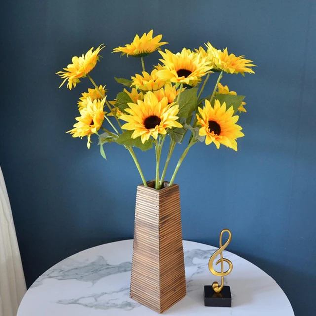 Summer Big Artificial Sunflowers Flowers Silk High Quality Home Decoration  DIY Small Craft Fake Flower Wedding Decor Faux Flower