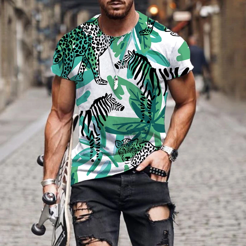 Camiseta con estampado 3D de animales de la selva Tropical para hombre, ropa informal de tendencia Hip Hop, Tops, moda europea - AliExpress